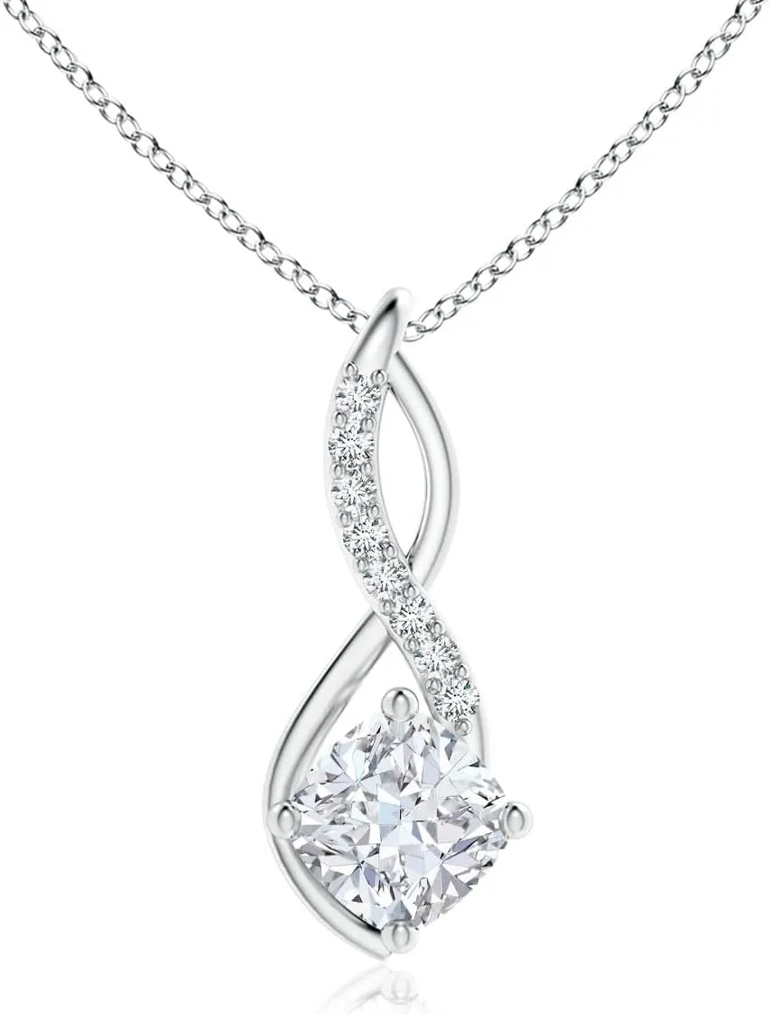 Angara Lab Grown Diamond Infinity Pendant in 14K Solid Gold/Platinum | April Birthstone, Birthday, Engagement, Anniversary, Wedding Jewelry Gift for Women