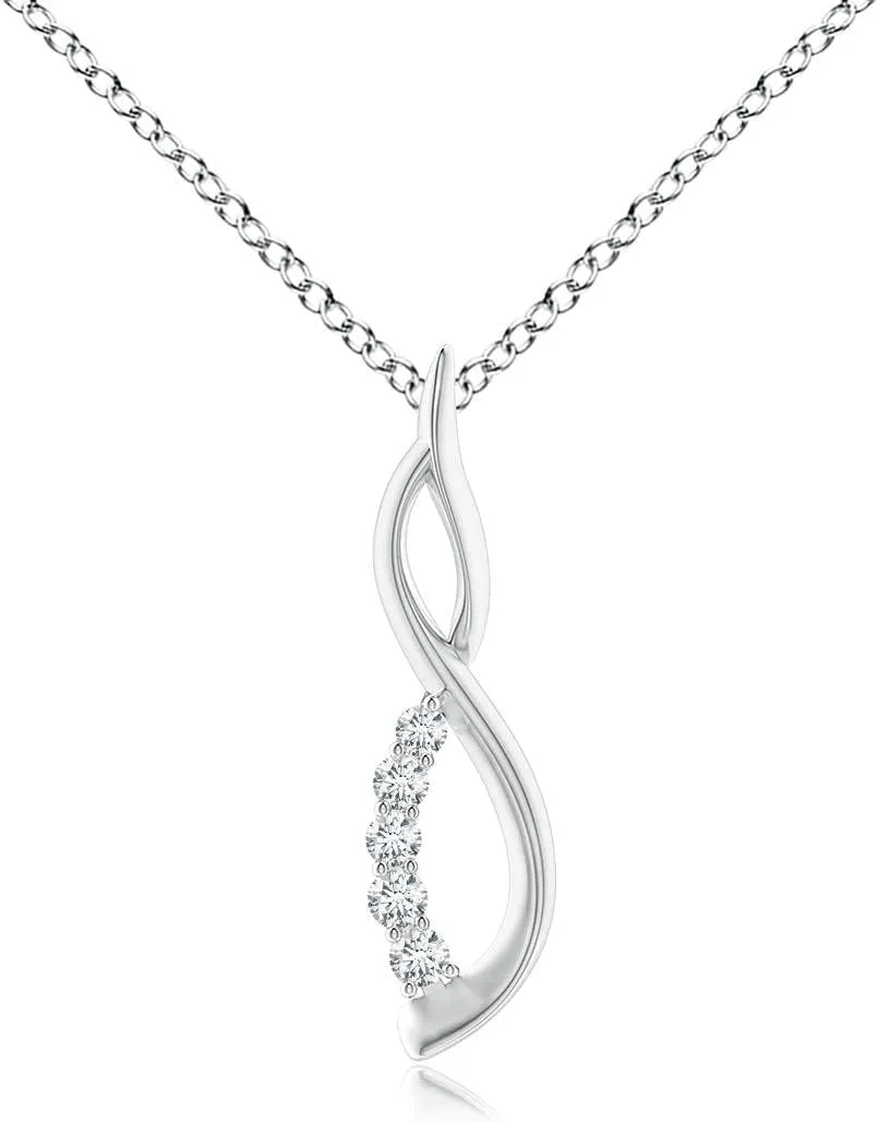 Angara Lab Grown Diamond Infinity Swirl Journey Pendant in Silver / 14K Solid Gold/Platinum | April Birthstone, Birthday, Engagement, Anniversary, Wedding Jewelry Gift for Women