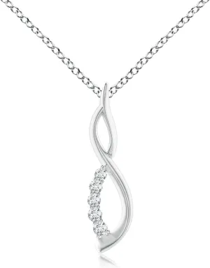 Angara Lab Grown Diamond Infinity Swirl Journey Pendant in Silver / 14K Solid Gold/Platinum | April Birthstone, Birthday, Engagement, Anniversary, Wedding Jewelry Gift for Women