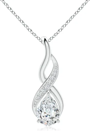 Angara Lab Grown Diamond Infinity Swirl Pendant with Accents in 14K Solid Gold/Platinum | April Birthstone, Birthday, Engagement, Anniversary, Wedding Jewelry Gift for Women
