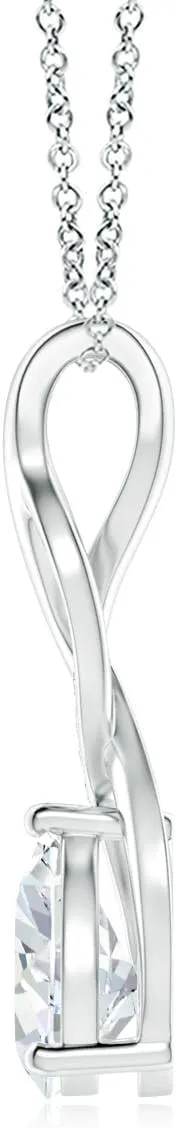 Angara Lab Grown Diamond Infinity Swirl Pendant with Accents in 14K Solid Gold/Platinum | April Birthstone, Birthday, Engagement, Anniversary, Wedding Jewelry Gift for Women
