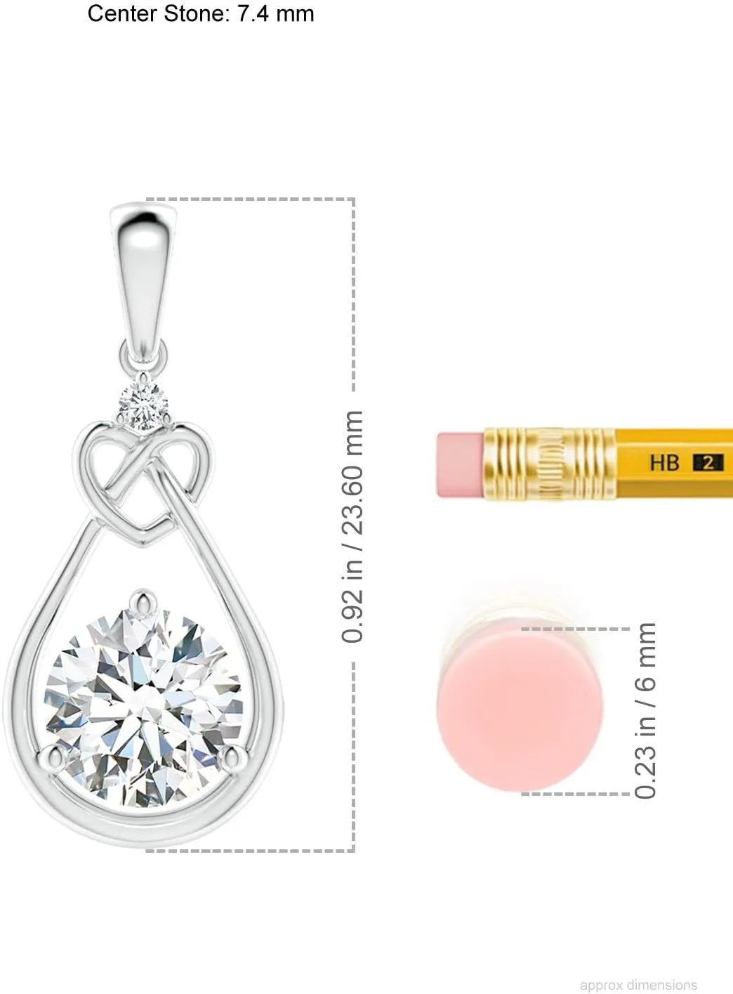 Angara Lab Grown Diamond Knotted Heart Pendant in Silver / 14K Solid Gold/Platinum | April Birthstone, Birthday, Engagement, Anniversary, Wedding Jewelry Gift for Women
