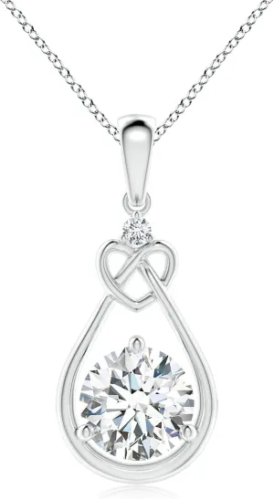 Angara Lab Grown Diamond Knotted Heart Pendant in Silver / 14K Solid Gold/Platinum | April Birthstone, Birthday, Engagement, Anniversary, Wedding Jewelry Gift for Women