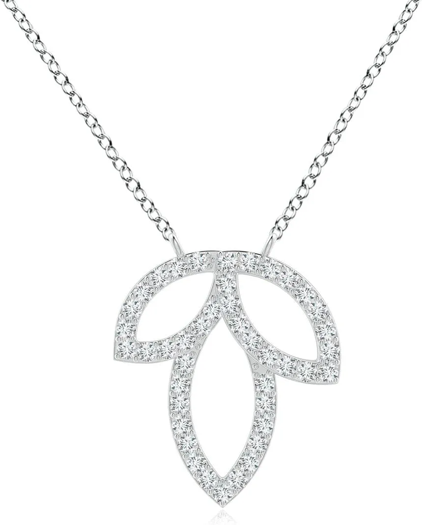 Angara Lab Grown Diamond Leaf Pendant in 14K Solid Gold/Platinum | April Birthstone, Birthday, Engagement, Anniversary, Wedding Jewelry Gift for Women