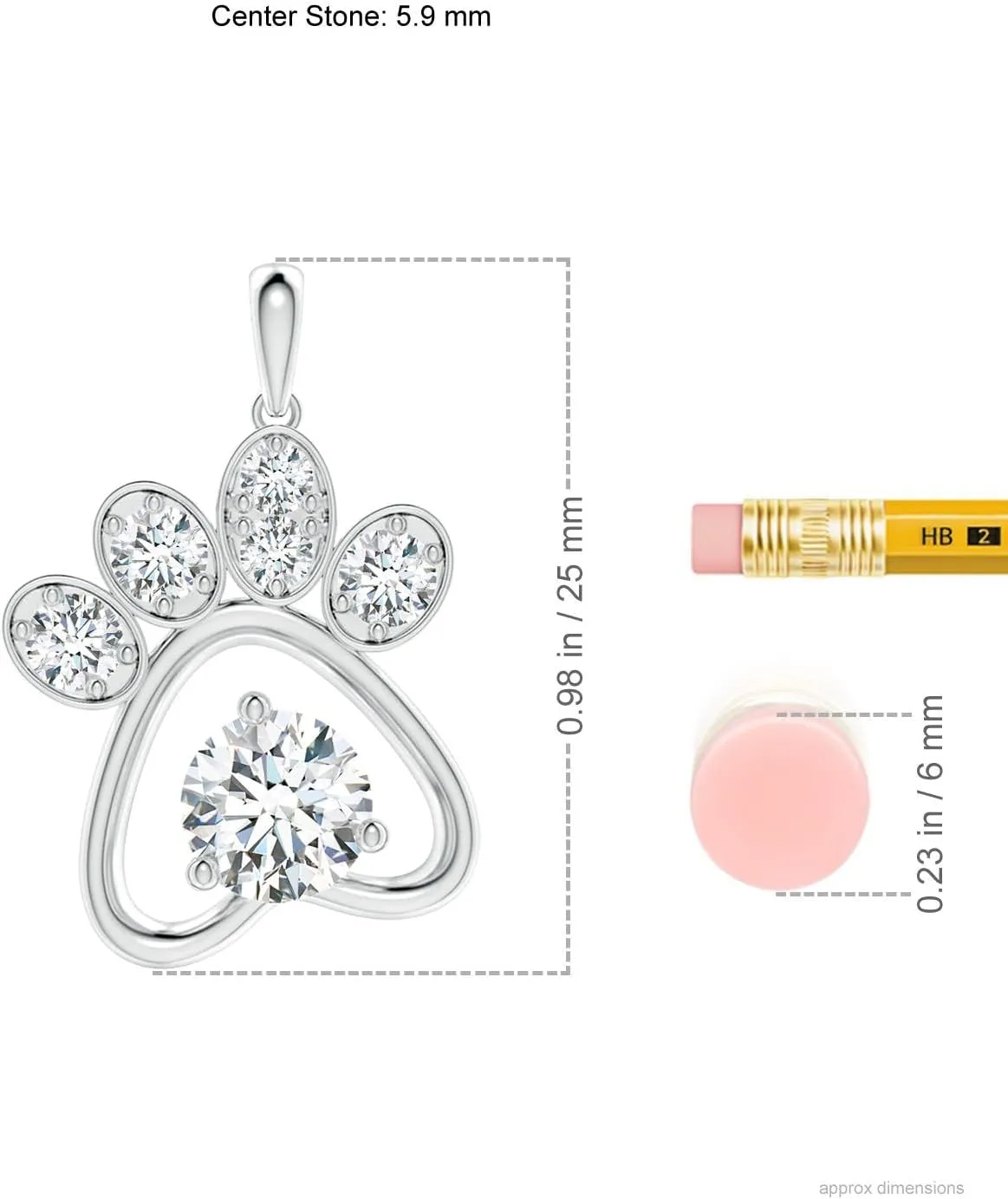 Angara Lab Grown Diamond Paw Print Pendant in 14K Solid Gold/Platinum | April Birthstone, Birthday, Engagement, Anniversary, Wedding Jewelry Gift for Women
