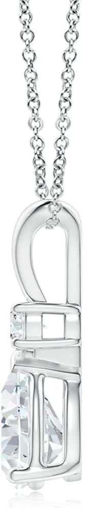 Angara Lab Grown Diamond Teardrop Pendant with Diamond Accent in Silver / 14K Solid Gold/Platinum | April Birthstone, Birthday, Engagement, Anniversary, Wedding Jewelry Gift for Women