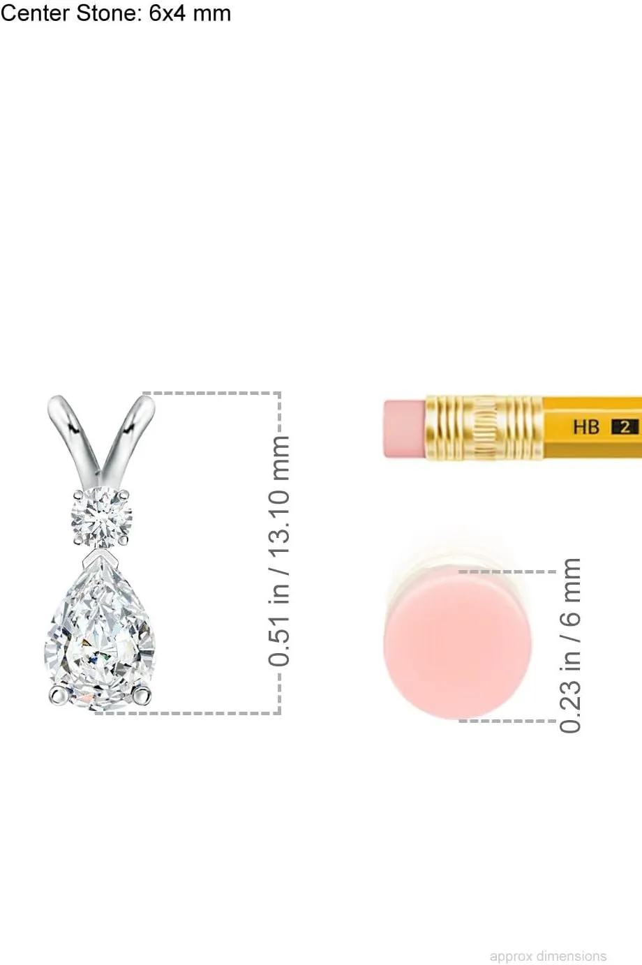 Angara Lab Grown Diamond Teardrop Pendant with Diamond Accent in Silver / 14K Solid Gold/Platinum | April Birthstone, Birthday, Engagement, Anniversary, Wedding Jewelry Gift for Women