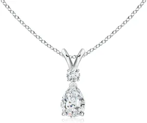 Angara Lab Grown Diamond Teardrop Pendant with Diamond Accent in Silver / 14K Solid Gold/Platinum | April Birthstone, Birthday, Engagement, Anniversary, Wedding Jewelry Gift for Women