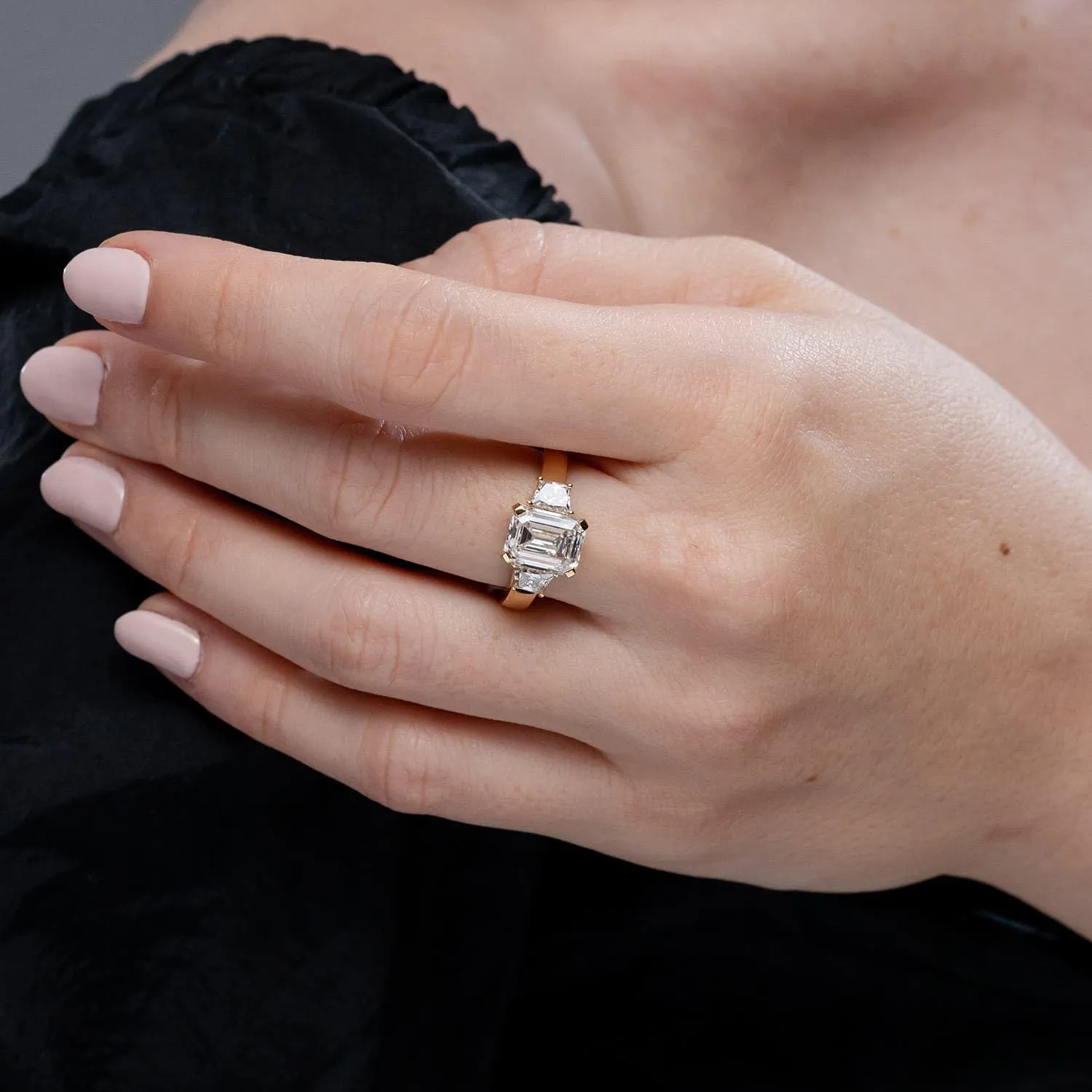 Angara Lab Grown Diamond Three Stone Ring in Silver / 14K Solid Gold/Platinum | April Birthstone, Birthday, Engagement, Anniversary, Wedding Jewelry Gift for Women