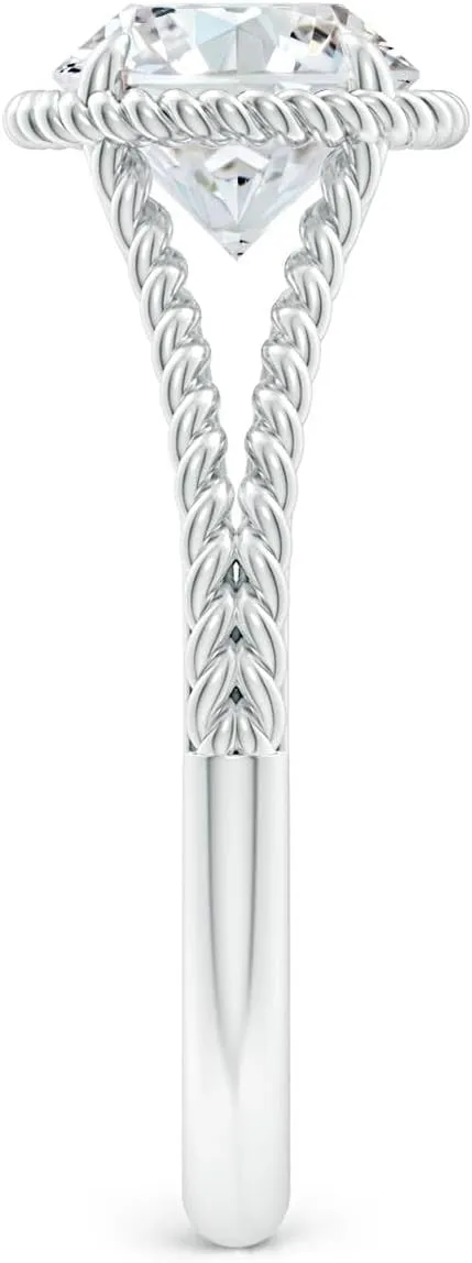 Angara Lab Grown Diamond Twist Rope Split Shank Ring in Silver / 14K Solid Gold/Platinum | April Birthstone, Birthday, Engagement, Anniversary, Wedding Jewelry Gift for Women