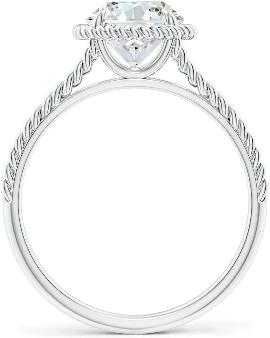 Angara Lab Grown Diamond Twist Rope Split Shank Ring in Silver / 14K Solid Gold/Platinum | April Birthstone, Birthday, Engagement, Anniversary, Wedding Jewelry Gift for Women
