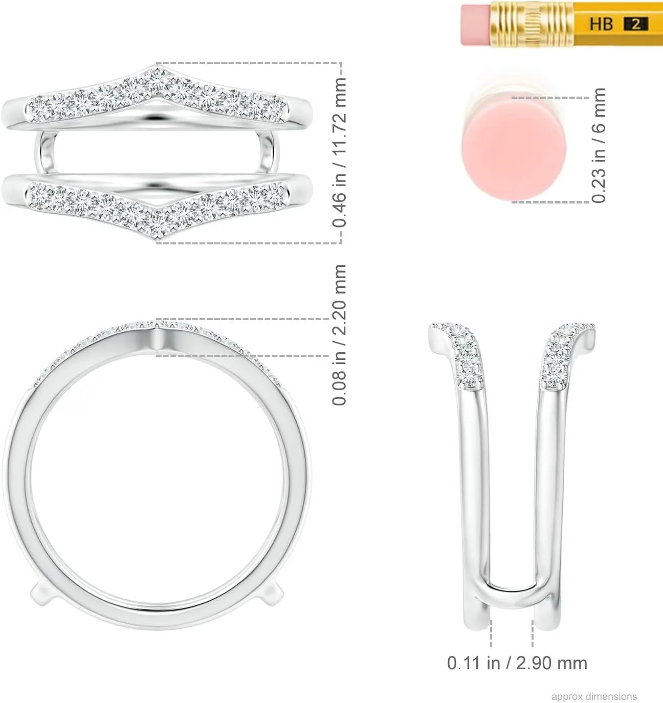 Angara Lab Grown Diamond V-Shaped Contour Ring Wrap in Silver / 14K Solid Gold/Platinum | April Birthstone, Birthday, Engagement, Anniversary, Wedding Jewelry Gift for Women