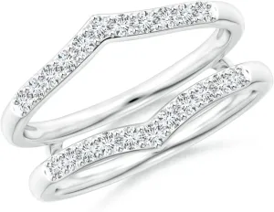 Angara Lab Grown Diamond V-Shaped Contour Ring Wrap in Silver / 14K Solid Gold/Platinum | April Birthstone, Birthday, Engagement, Anniversary, Wedding Jewelry Gift for Women