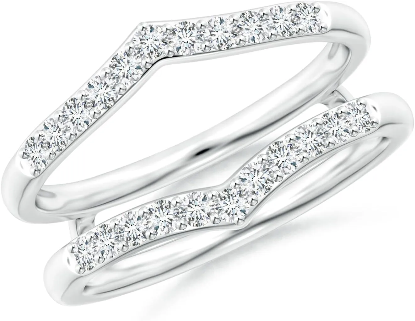 Angara Lab Grown Diamond V-Shaped Contour Ring Wrap in Silver / 14K Solid Gold/Platinum | April Birthstone, Birthday, Engagement, Anniversary, Wedding Jewelry Gift for Women