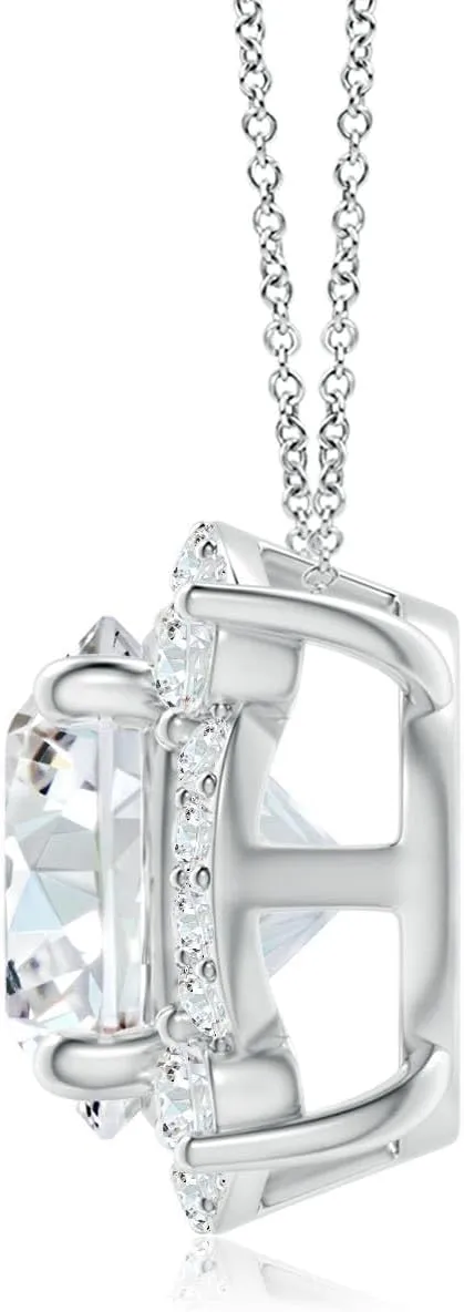 Angara Lab Grown Floating Round Diamond Quatrefoil Halo Pendant in 14K Solid Gold/Platinum | April Birthstone, Birthday, Engagement, Anniversary, Wedding Jewelry Gift for Women