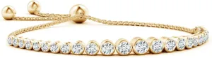 Angara Lab Grown Graduated Bezel-Set Diamond Bolo Bracelet in 14K Solid Gold | Birthday, Engagement, Anniversary, Wedding Jewelry Gift for Women