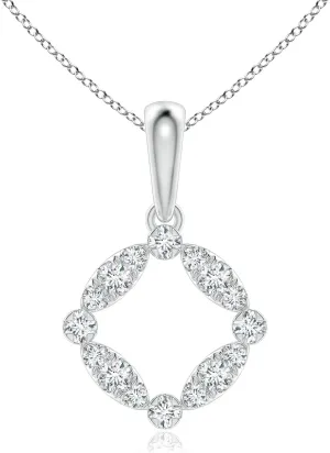 Angara Lab Grown Marquise and Dot Diamond Circle Pendant in 14K Solid Gold/Platinum | April Birthstone, Birthday, Engagement, Anniversary, Wedding Jewelry Gift for Women