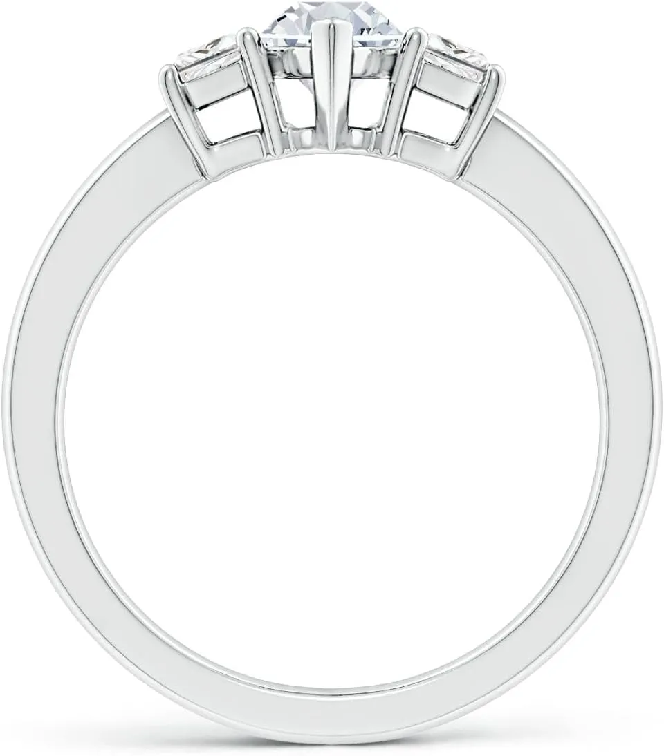 Angara Lab Grown Marquise and Trapezoid Diamond Three Stone Engagement Ring in Silver / 14K Solid Gold/Platinum | April Birthstone, Birthday, Anniversary, Wedding Jewelry Gift for Women