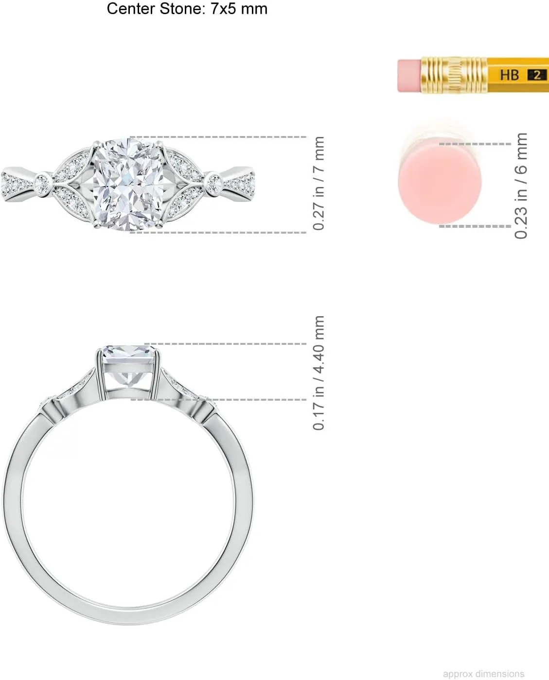 Angara Lab Grown Nature-Inspired Cushion Rectangular Diamond Engagement Ring with Leaf Motifs in 14K Solid Gold/Platinum | April Birthstone, Birthday, Anniversary, Wedding Jewelry Gift for Women