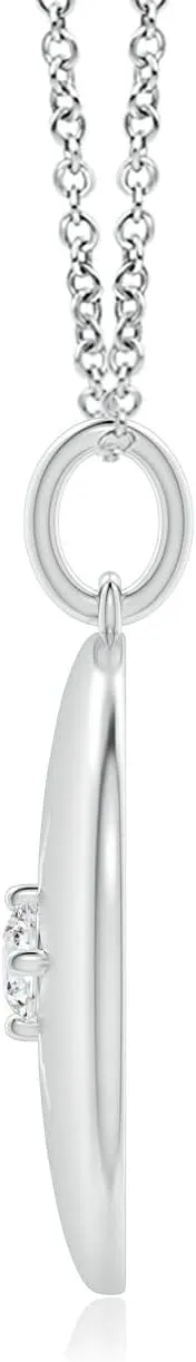 Angara Lab Grown North Star Diamond Disc Pendant in 14K Solid Gold/Platinum | April Birthstone, Birthday, Engagement, Anniversary, Wedding Jewelry Gift for Women