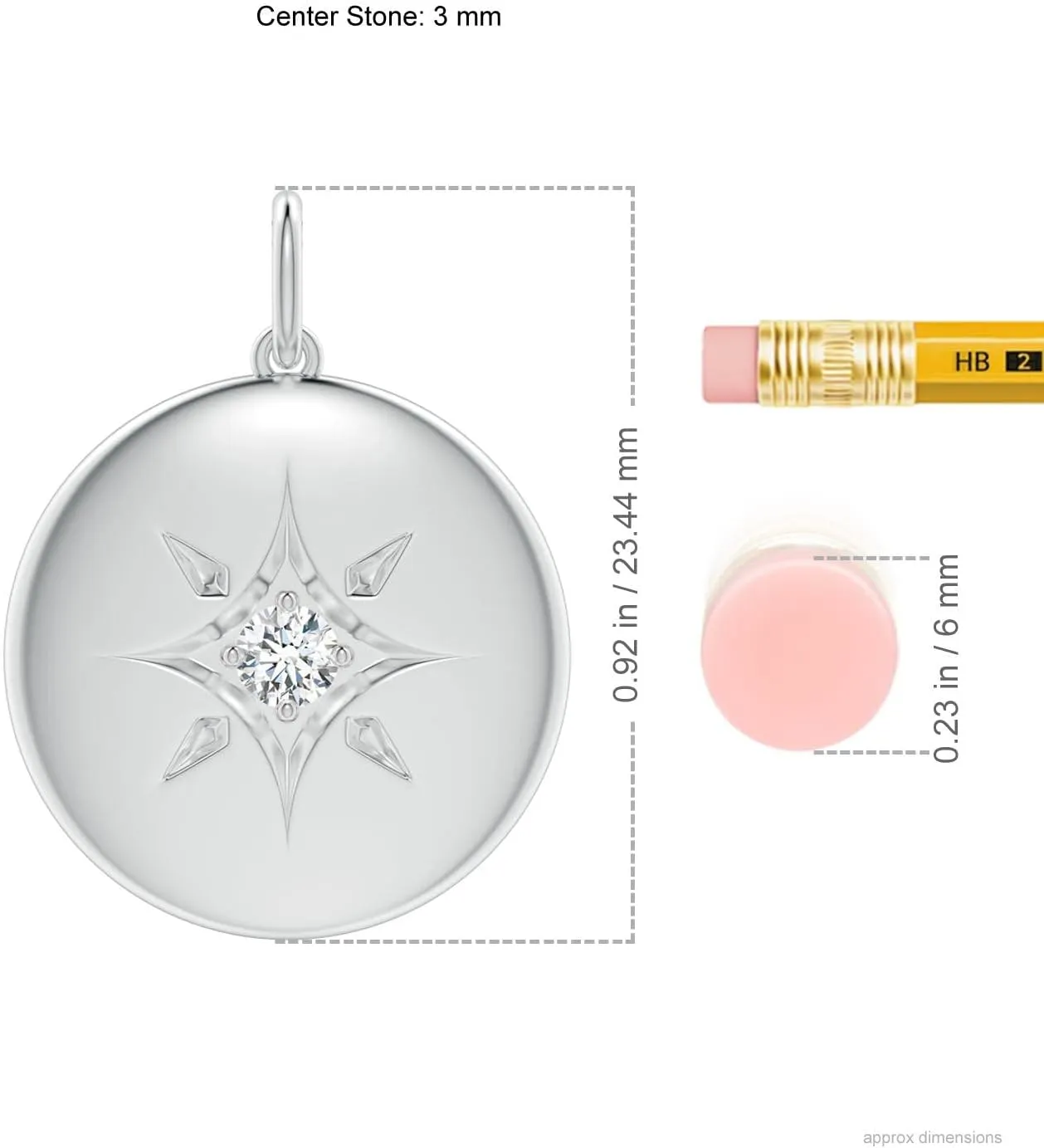Angara Lab Grown North Star Diamond Disc Pendant in 14K Solid Gold/Platinum | April Birthstone, Birthday, Engagement, Anniversary, Wedding Jewelry Gift for Women