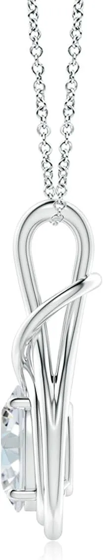 Angara Lab Grown Oval Diamond Solitaire Infinity Knot Pendant in 14K Solid Gold/Platinum | April Birthstone, Birthday, Engagement, Anniversary, Wedding Jewelry Gift for Women