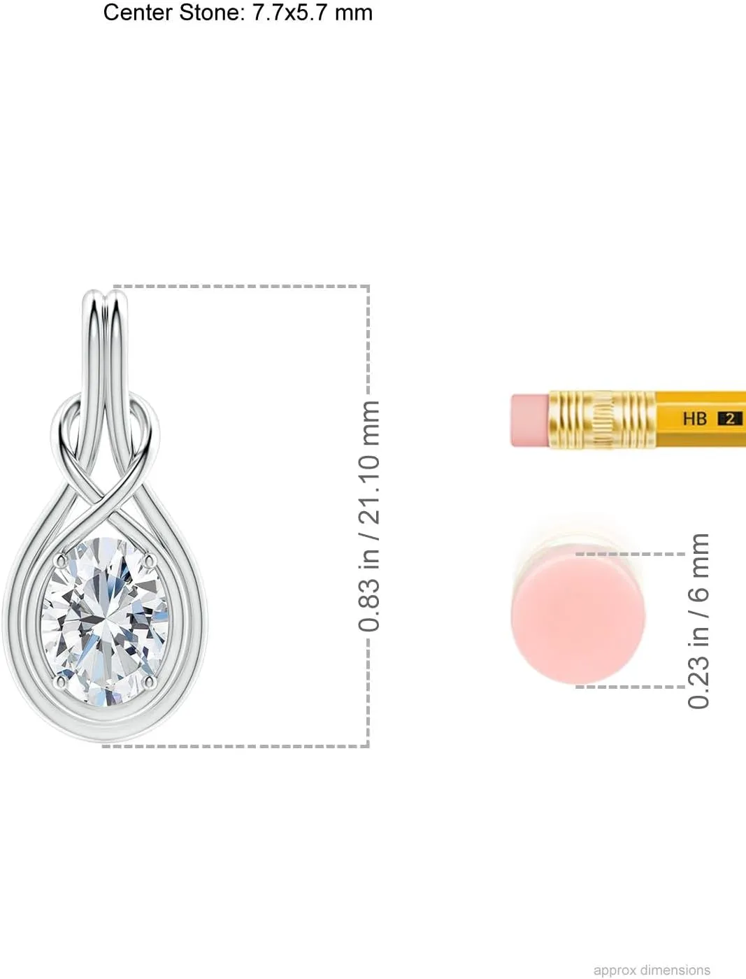Angara Lab Grown Oval Diamond Solitaire Infinity Knot Pendant in 14K Solid Gold/Platinum | April Birthstone, Birthday, Engagement, Anniversary, Wedding Jewelry Gift for Women