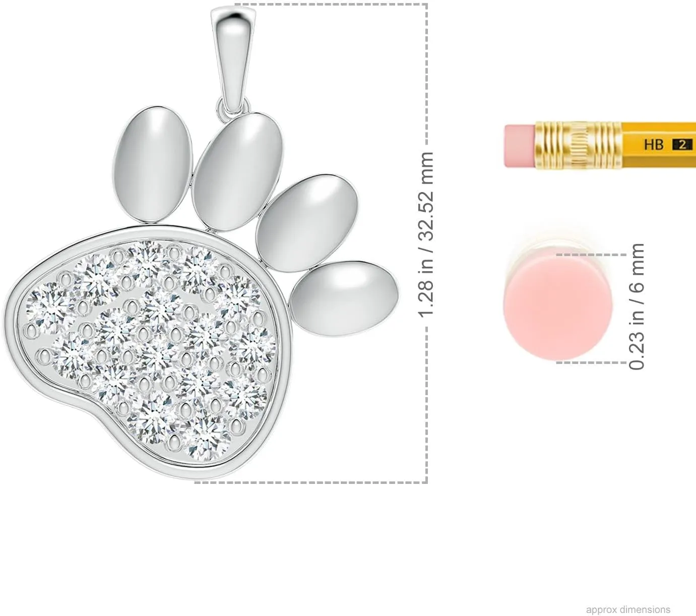 Angara Lab Grown Pav-Set Diamond Paw Print Pendant in Silver / 14K Solid Gold/Platinum | April Birthstone, Birthday, Engagement, Anniversary, Wedding Jewelry Gift for Women