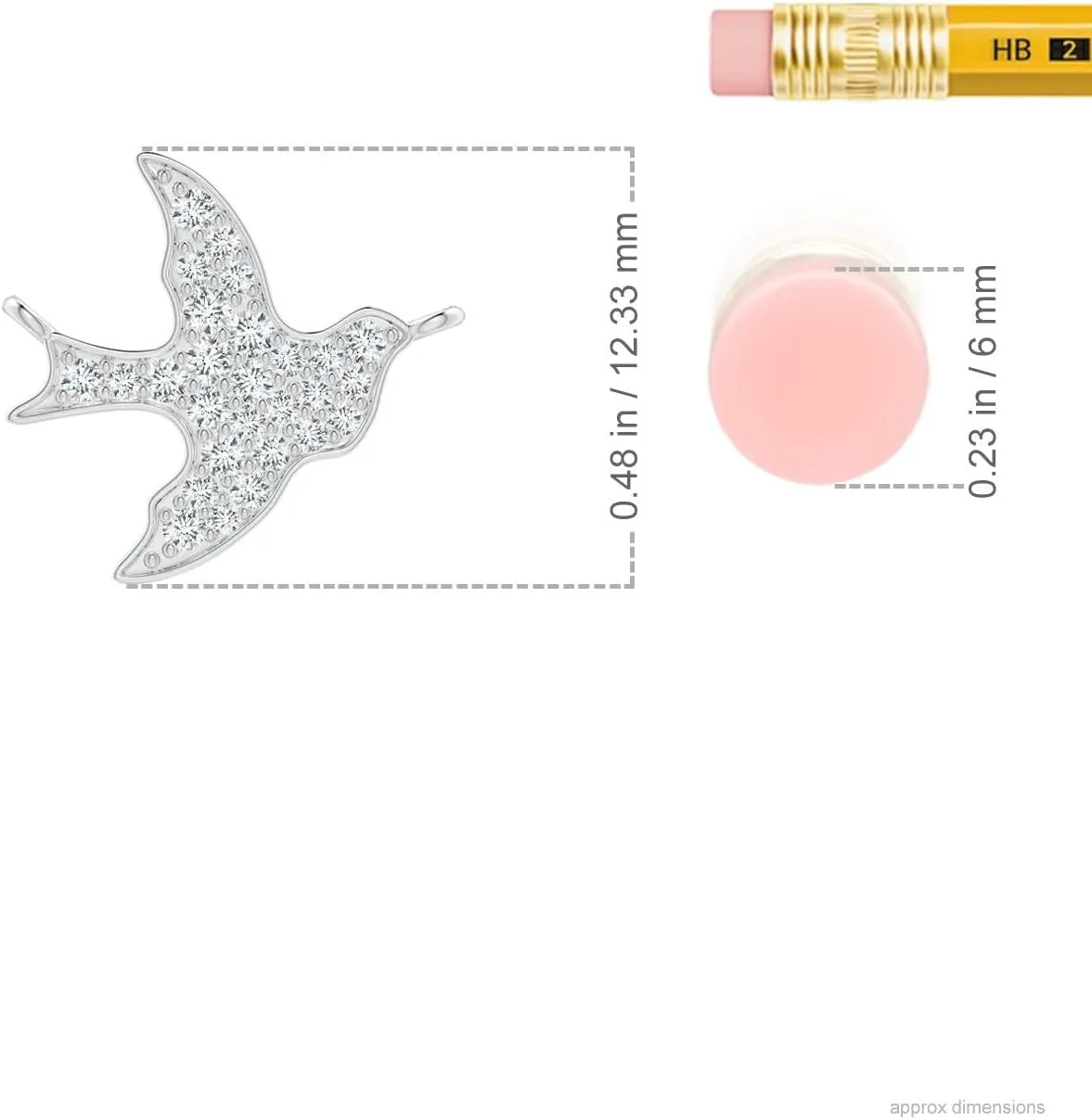 Angara Lab Grown Pave-Set Diamond Dove Pendant in 14K Solid Gold/Platinum | April Birthstone, Birthday, Engagement, Anniversary, Wedding Jewelry Gift for Women