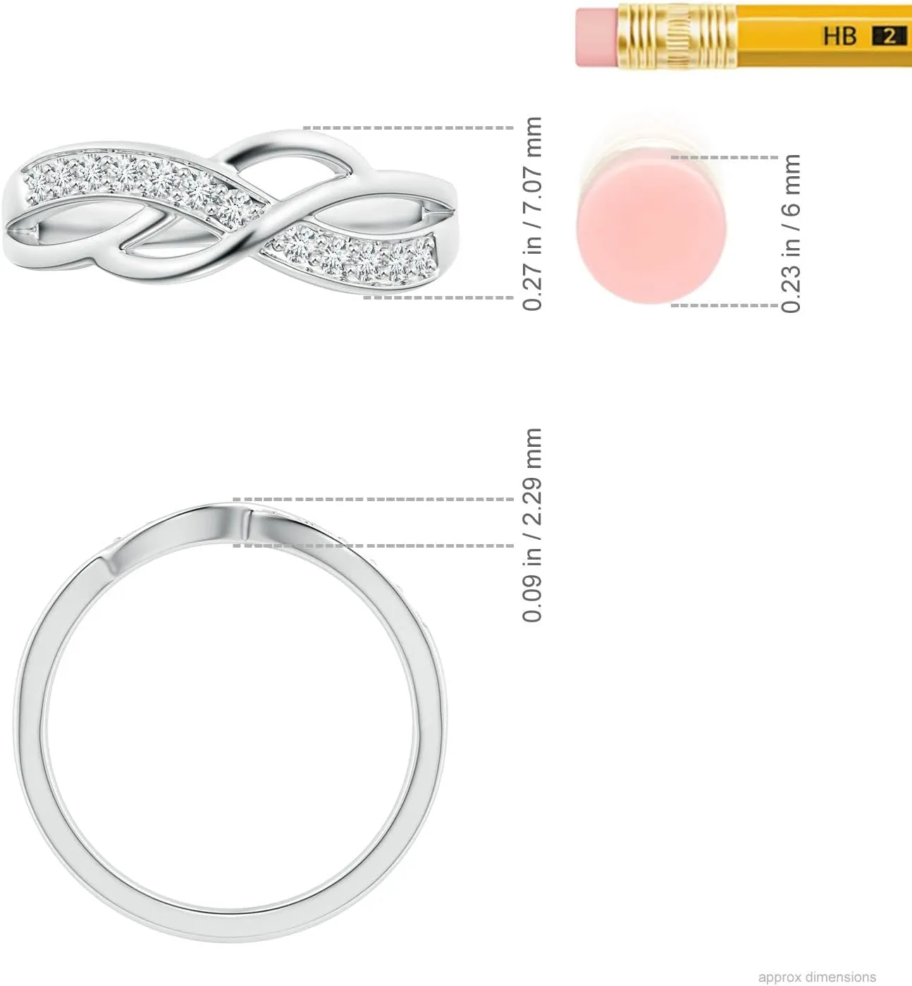 Angara Lab Grown Pave Set Round Diamond Multi-Row Crossover Band in Platinum for Women 14k Gold/Silver/Platinum | April Birthstone Jewelry for Her