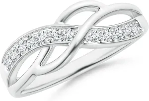 Angara Lab Grown Pave Set Round Diamond Multi-Row Crossover Band in Platinum for Women 14k Gold/Silver/Platinum | April Birthstone Jewelry for Her