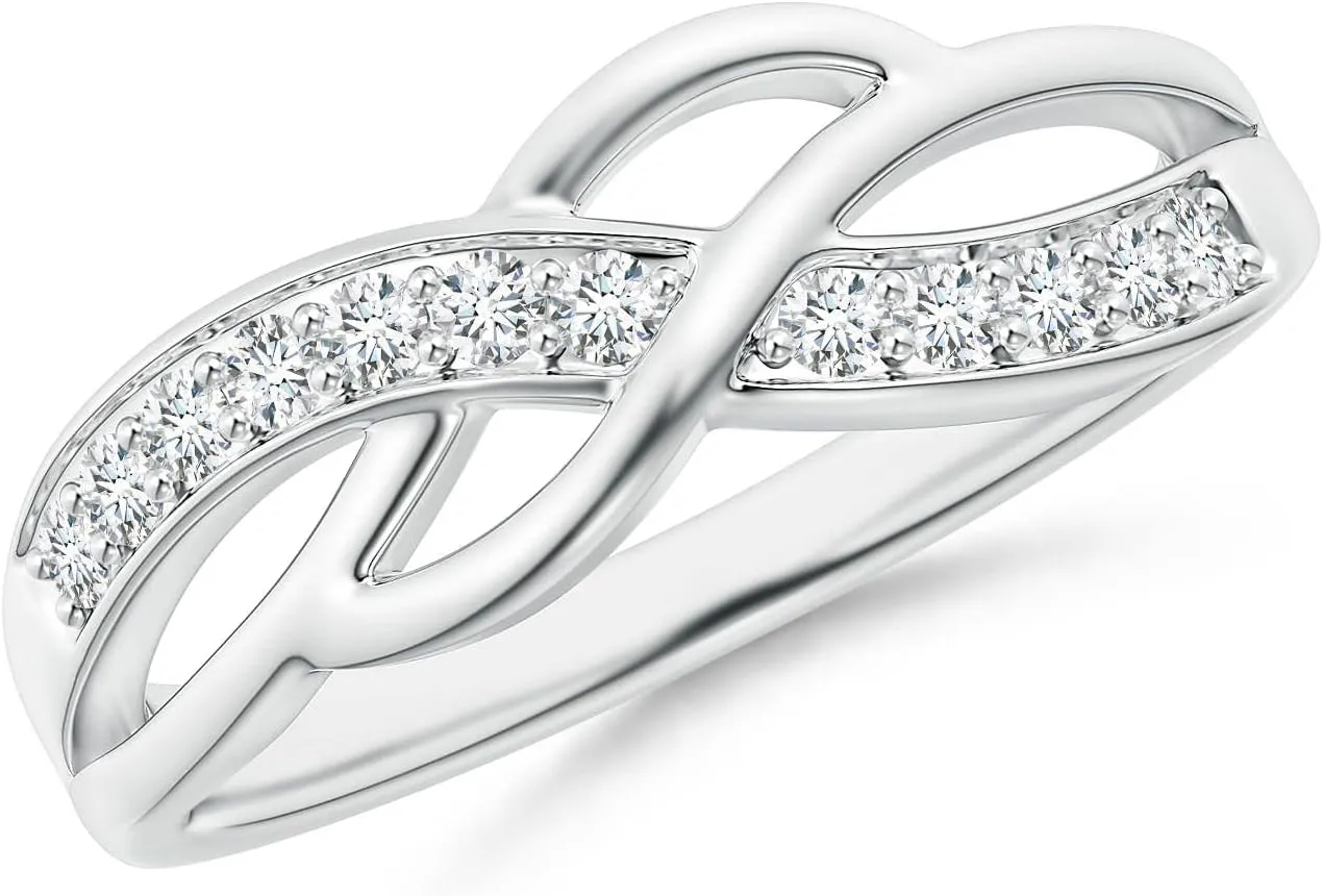 Angara Lab Grown Pave Set Round Diamond Multi-Row Crossover Band in Platinum for Women 14k Gold/Silver/Platinum | April Birthstone Jewelry for Her