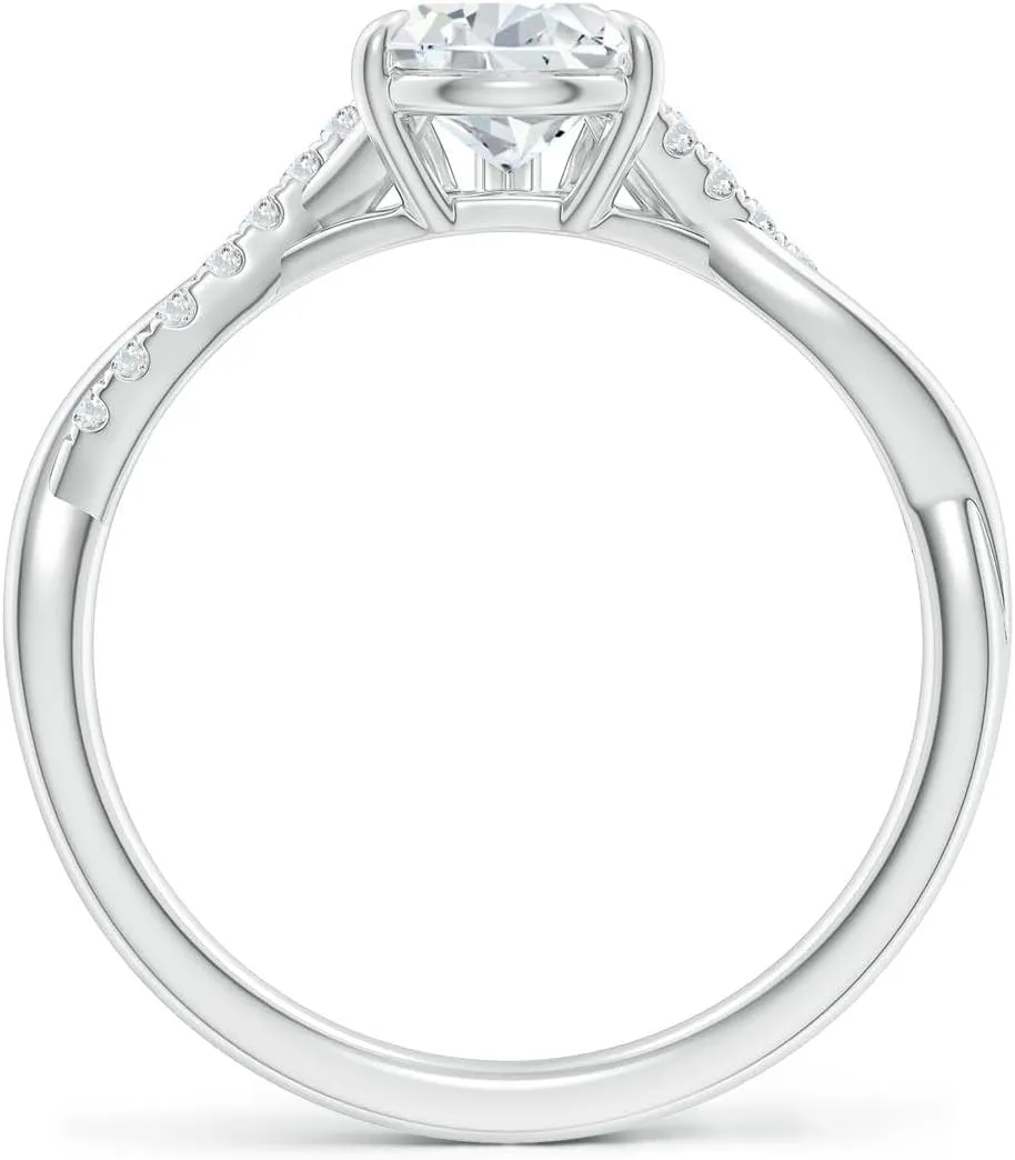 Angara Lab Grown Pear-Shaped Diamond Twisted Shank Engagement Ring in Silver / 14K Solid Gold/Platinum | April Birthstone, Birthday, Anniversary, Wedding Jewelry Gift for Women