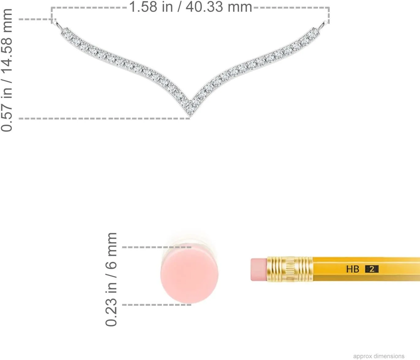 Angara Lab Grown Prong-Set Diamond Curved Necklace in 14K Solid Gold/Platinum | April Birthstone, Birthday, Engagement, Anniversary, Wedding Jewelry Gift for Women