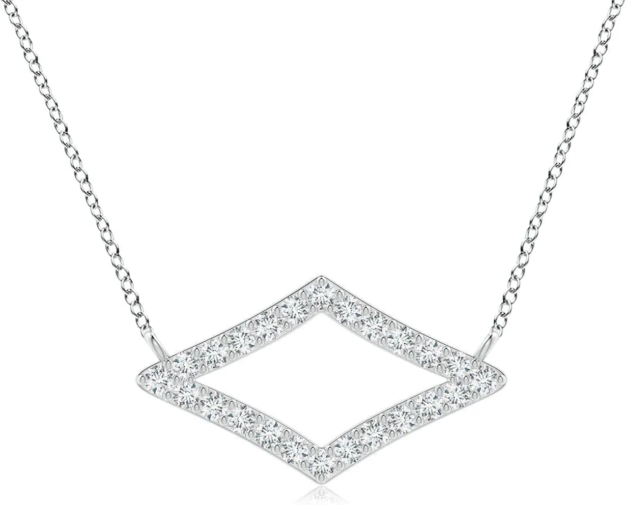 Angara Lab Grown Prong-Set Diamond Rhombus Pendant in 14K Solid Gold/Platinum | April Birthstone, Birthday, Engagement, Anniversary, Wedding Jewelry Gift for Women