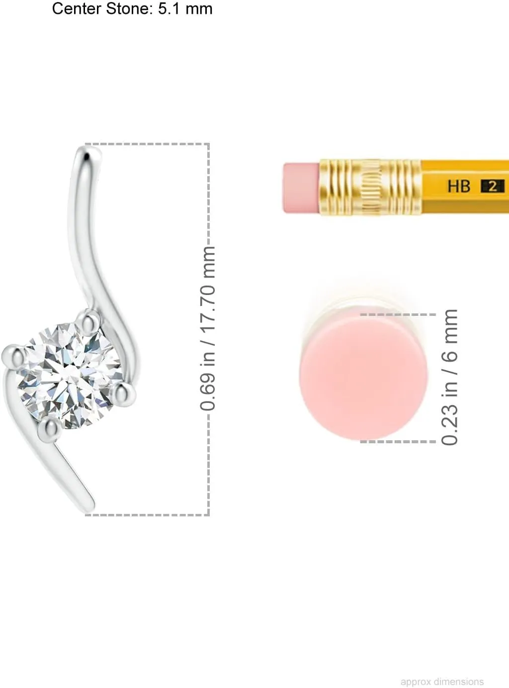 Angara Lab Grown Prong-Set Diamond Solitaire Bypass Pendant in 14K Solid Gold/Platinum | April Birthstone, Birthday, Engagement, Anniversary, Wedding Jewelry Gift for Women