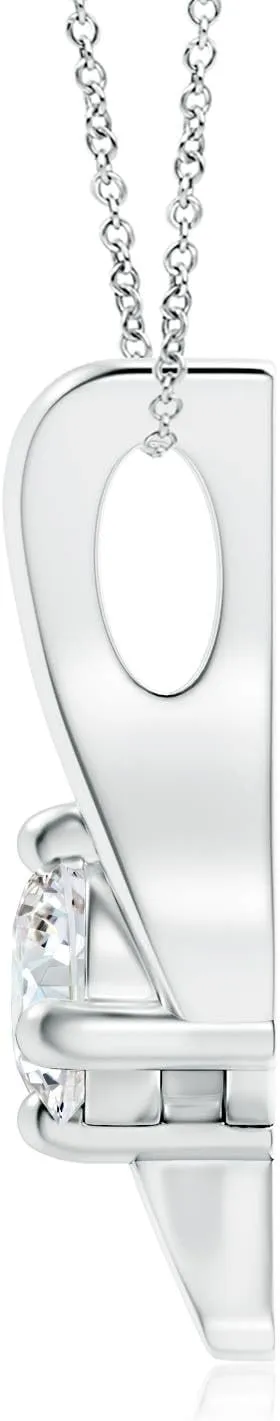 Angara Lab Grown Prong-Set Diamond Solitaire Bypass Pendant in 14K Solid Gold/Platinum | April Birthstone, Birthday, Engagement, Anniversary, Wedding Jewelry Gift for Women