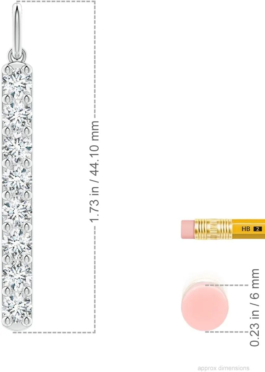 Angara Lab Grown Prong-Set Diamond Vertical Bar Pendant in 14K Solid Gold/Platinum | April Birthstone, Birthday, Engagement, Anniversary, Wedding Jewelry Gift for Women