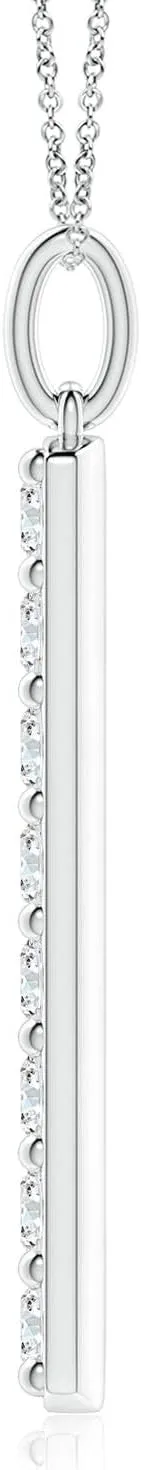 Angara Lab Grown Prong-Set Diamond Vertical Bar Pendant in 14K Solid Gold/Platinum | April Birthstone, Birthday, Engagement, Anniversary, Wedding Jewelry Gift for Women