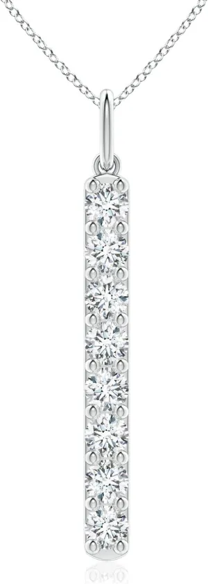 Angara Lab Grown Prong-Set Diamond Vertical Bar Pendant in 14K Solid Gold/Platinum | April Birthstone, Birthday, Engagement, Anniversary, Wedding Jewelry Gift for Women