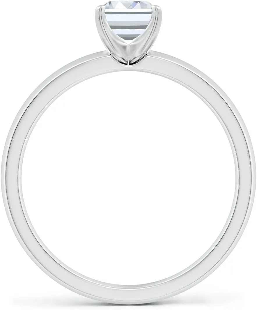 Angara Lab Grown Prong-Set Emerald-Cut Diamond Solitaire Engagement Ring in 14K Solid Gold/Platinum | April Birthstone, Birthday, Anniversary, Wedding Jewelry Gift for Women