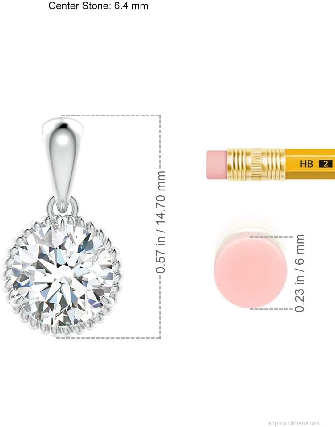 Angara Lab Grown Rope-Framed Claw-Set Diamond Solitaire Pendant in Silver / 14K Solid Gold/Platinum | April Birthstone, Birthday, Engagement, Anniversary, Wedding Jewelry Gift for Women
