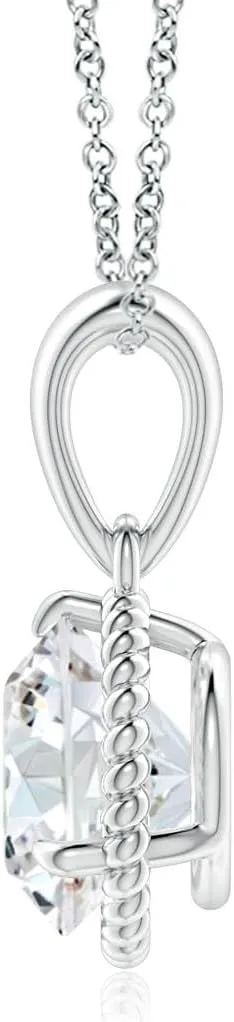 Angara Lab Grown Rope-Framed Claw-Set Diamond Solitaire Pendant in Silver / 14K Solid Gold/Platinum | April Birthstone, Birthday, Engagement, Anniversary, Wedding Jewelry Gift for Women