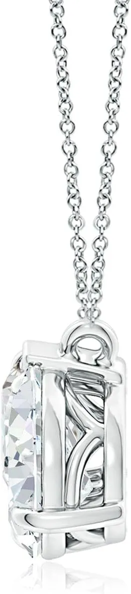 Angara Lab Grown Round & Pear Diamond Two-Stone Pendant with Filigree in Silver / 14K Solid Gold/Platinum | April Birthstone, Birthday, Engagement, Anniversary, Wedding Jewelry Gift for Women