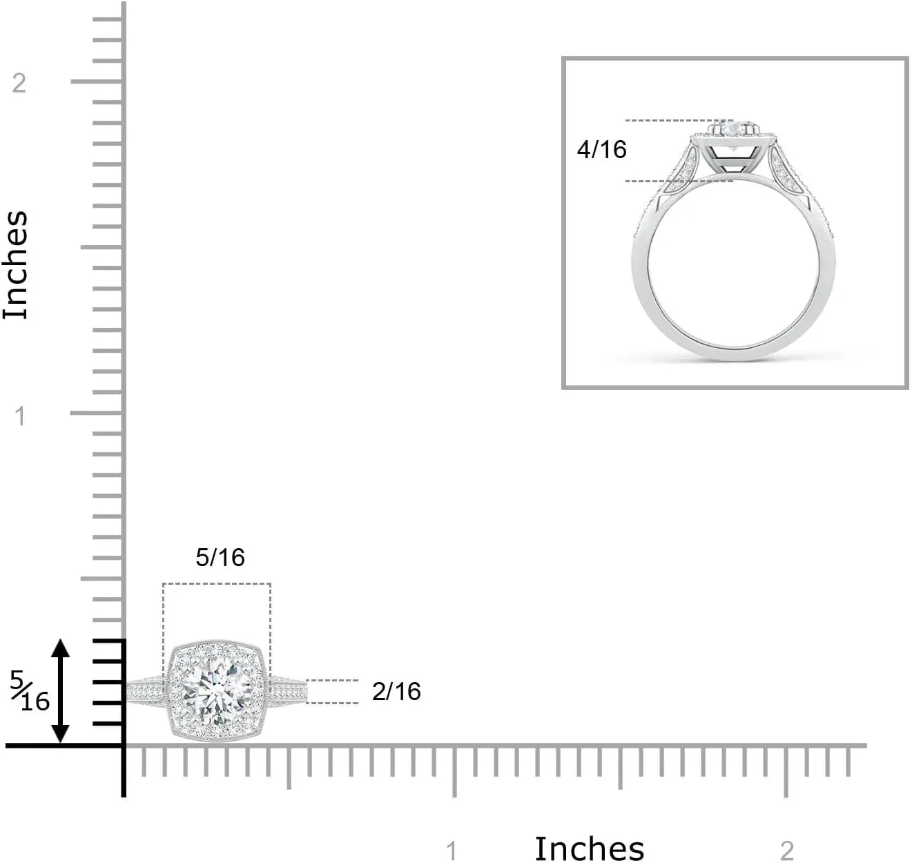 Angara Lab Grown Round Diamond Cushion Halo Ring with Milgrain in Silver / 14K Solid Gold/Platinum | April Birthstone, Birthday, Engagement, Anniversary, Wedding Jewelry Gift for Women