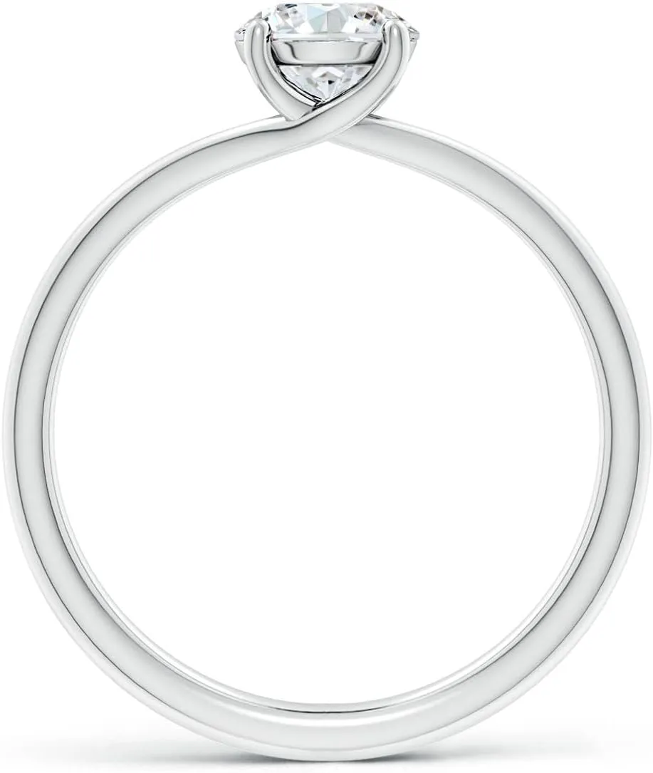 Angara Lab Grown Round Diamond Double Shank Solitaire Engagement Ring in Silver / 14K Solid Gold/Platinum | April Birthstone, Birthday, Anniversary, Wedding Jewelry Gift for Women