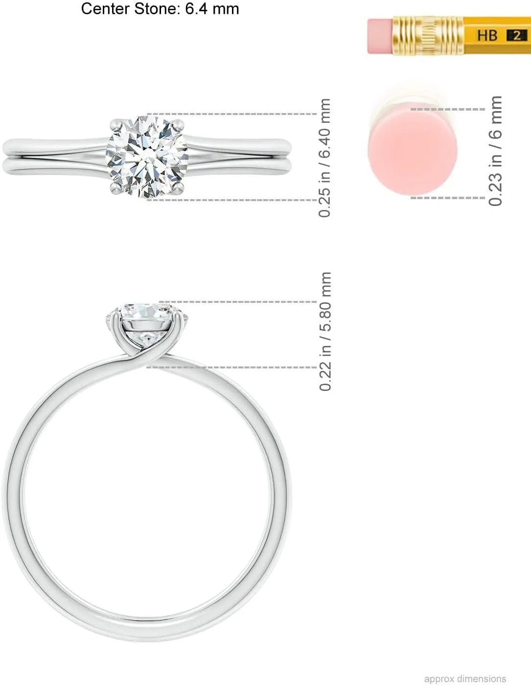 Angara Lab Grown Round Diamond Double Shank Solitaire Engagement Ring in Silver / 14K Solid Gold/Platinum | April Birthstone, Birthday, Anniversary, Wedding Jewelry Gift for Women