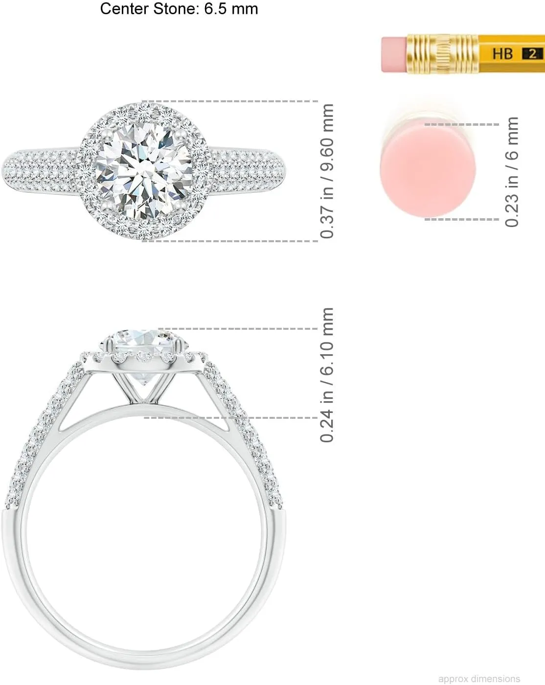 Angara Lab Grown Round Diamond Halo Engagement Ring with Pave-Set Accents in Silver / 14K Solid Gold/Platinum | April Birthstone, Birthday, Anniversary, Wedding Jewelry Gift for Women