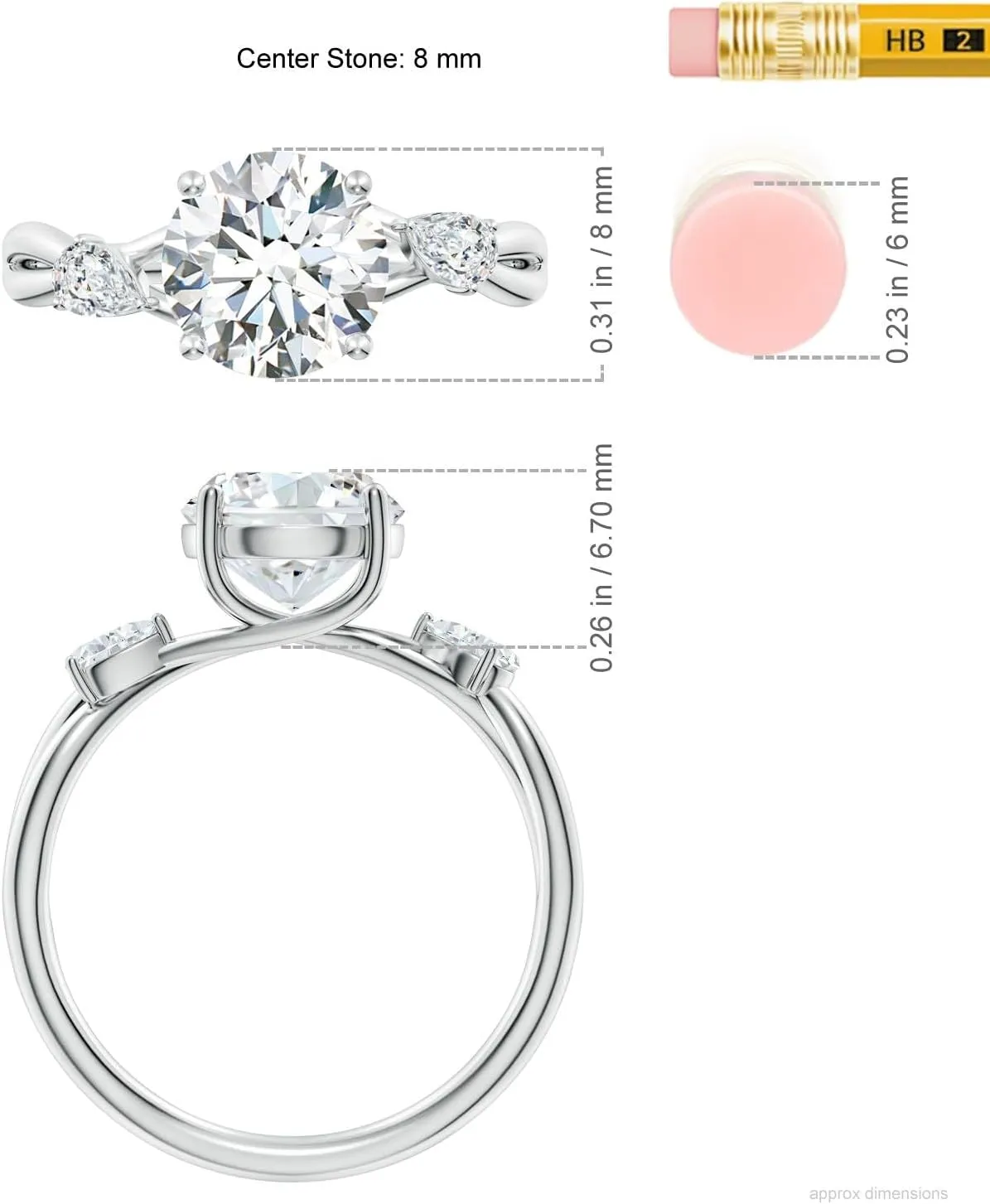 Angara Lab Grown Round Diamond Side Stone Engagement Ring in 14K Solid Gold/Platinum | April Birthstone, Birthday, Anniversary, Wedding Jewelry Gift for Women