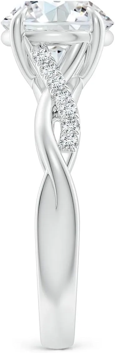 Angara Lab Grown Round Diamond Twisted Shank Engagement Ring in Silver / 14K Solid Gold/Platinum | April Birthstone, Birthday, Anniversary, Wedding Jewelry Gift for Women